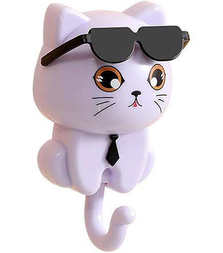 Amazon.co.jp: かわいい猫キーフック、サングラスをかけた漫画猫2個